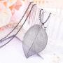 BriLove Womens Bohemian Boho Real Filigree Autumn Leaf Long Pendant Necklace