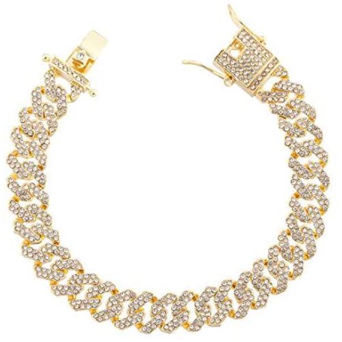 kelistom Gold Chain for Men Women Iced Out, Hip-hop Real 18K Gold/Platinum Plated CZ Fully Iced-Out Miami Cuban Necklace Bracelet Punk Jewelry