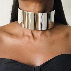 Barode African Collar Choker Necklace Gold Statement Chokers Bib Chunky Necklaces Jewelry for Women and Girls (Silver)