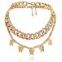 Statment Big Butterfly Pendant Necklace Rhinestone Chain for Women Girl Bling Bling Gold Silver Chain Shiny Crystal Choker Necklace Jewelry Gifts