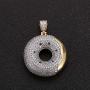 Moca Jewelry Iced Out Donuts Personalized Pendant 18K Gold Plated Bling CZ Simulated Diamond Hip Hop Necklace for Men Women