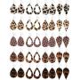 20 Pieces Faux Leather Earrings Leopard Print Earrings Teardrop Dangle Earrings (Solid Hollow Teardrop Style)