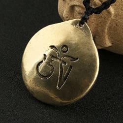 HZMAN Vintage Tibetan I Ching Spiritual Divination Om Pendant Necklace from Nepal, Yoga Jewelry