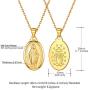 U7 Virgin Mary Necklace & Chain 22'' 18K Gold Plated Women/Men Christian Jewelry Cross Miraculous Medal Pendant Necklace, with Free Engraving Service