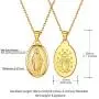 U7 Virgin Mary Necklace & Chain 22'' 18K Gold Plated Women/Men Christian Jewelry Cross Miraculous Medal Pendant Necklace, with Free Engraving Service