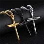 3PCS Fashion Jewelry Polished Stainless Steel Nail Cross Pendant-Chain Necklace Christian Jewelry Church Baptism Gift Cross Pendant Necklaces for Men Women (Gold Silver Black)