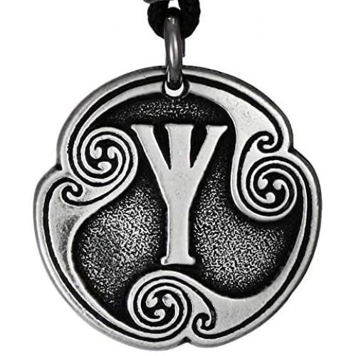 Pewter Eolh Algiz Rune of Protection Pendant Necklace