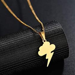 RZCXBS Thunder Necklace Hypoallergenic Surgical Stainless Steel Storm Cloud Lightning Pendant Necklace