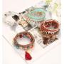 ORAZIO Bohemian Stackable Beaded Bracelets for Women Multilayer Stretch Strand Charm Bracelet Set