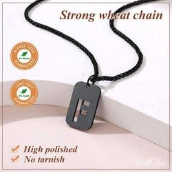FindChic Initial Necklace Dog Tags/Round Custom Photo Locket Letter Pendant Alphabet A to Z Capitals Monogram Necklaces Stainless Steel/Gold Plated/Black Minimalist Personalized Jewelry for Men Women