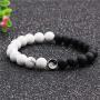 Tattooshe Handmade Bracelet Classic Natural Stone White and Black Yin Yang Taichi Taiji Bagua Beaded Bracelets for Men Women Jewelry Gift