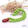 Turquoise Necklace 11.5-12mm Green Round Turquoise Beads Necklace with Coral Pendant 20''