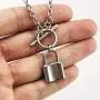 MOROTOLE 14K Gold Padlock Lock Pendant Chain Necklace for Women Teen Girls Stainless Steel Lock Chain Jewelry Gifts