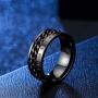 FAANCU 8mm Viking Ring for Men Band Norse Symbol Titanium Stainless Steel Cuban Chain Spinner Rings Silver/Black/Gold