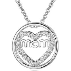 Jude Jewelers Silver Gold Rose Gold Rhinestones Mom Pendant Mother Necklace