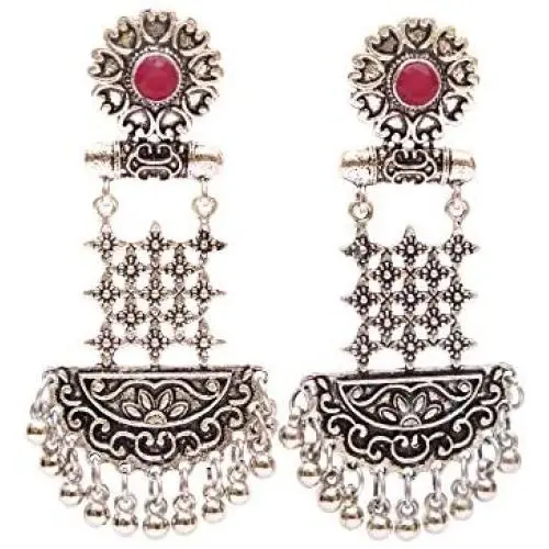 Crunchy Fashion Bollywood Jewellery Traditional Ethnic Bridal Bride Wedding Bridesmaid Oxidised Silver Tribal Boho Indian Earrings Jewelry For Women Crunchy Fashion Bollywood Jewellery Traditional Ethnic Bridal Bride Wedding Bridesmaid Oxidised Silver Tribal Boho Indian Earrings Jewelry For Women