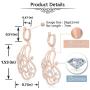 Top Plaza Womens Girls Rose Gold Plated Cubic Zirconia Jewelry Set Fashion Elegant Rhinestone Statement Necklace Earrings Set for Weddings, Brides, Formals, Prom