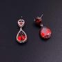SELOVO Silver Tone Red Teardrop Cubic Zirconia Drop Earrings