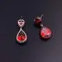 SELOVO Silver Tone Red Teardrop Cubic Zirconia Drop Earrings SELOVO Silver Tone Red Teardrop Cubic Zirconia Drop Earrings