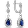 Dazzlingrock Collection 14K Each 7X5 MM Pear Gemstone & Round White Diamond Ladies Halo Teardrop Dangling Drop Earrings, White Gold