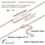 Finrezio Rose Gold Plated Stainless Steel Initial Heart Bar Necklace Alphabet Pendant Necklace for Women Mother, 16''+2''