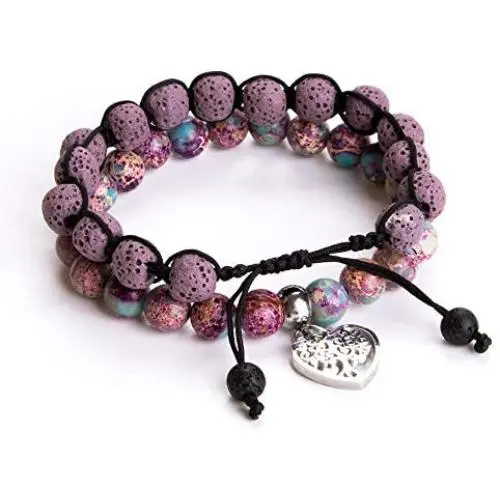 Tree of Life Bracelet - Lava Stone Essential Oil Gemstone Beaded Yoga Meditation Regalite Stone Beach Charm Bracelet Set Tree of Life Bracelet - Lava Stone Essential Oil Gemstone Beaded Yoga Meditation Regalite Stone Beach Charm Bracelet Set