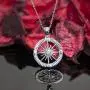 .925 Sterling Silver Cubic Zirconia Compass Necklace, 16''+2''Extender