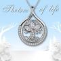 Besilver Tree of Life Drop Necklace Charm for Men 925 Sterling Silver Crystal Family Tree Pendant Necklace Women Guy Unisex Jewelry Grandma Mom Boyfriend Necklace Birthday Anniversary Gift FP0004W