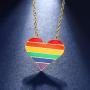 beautlace Customized LGBT Necklaces 18K Gold Plated Rainbow Love Heart Triangle Pendant Gay Lesbian Pride Jewelry for Men and Women