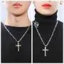 ANISLAJW Cross Necklace for Men, Burnished Silver Gold Small Jesus Cross Marina Chain Pendant Necklace for Men Women