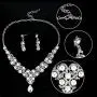 EVER FAITH Austrian Crystal Simulated Pearl Bridal Teardrop Necklace Earrings Set Clear Silver-Tone EVER FAITH Austrian Crystal Simulated Pearl Bridal Teardrop Necklace Earrings Set Clear Silver-Tone