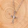 Charms Cross Pendant Necklace with Cubic Zirconia, Platinum Plated Stainless Steel Christian Jewelry for Women ZY061
