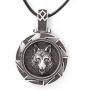 HAQUIL Wolf Necklace - Metal Alloy, Round Wolf Medallion Pendant - Leather Cord, 19.7''