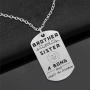 Sibling Necklace for Brother and Sister, Little Sister Dog Tag Necklace Jewelry Gifts to Big Brother for Birthday