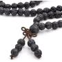 Jovivi 6mm 8mm Natural Lava Rock Stone Healing Gemstone 108 Prayer Beads Tibetan Mala Bracelet Necklace