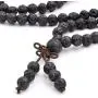 Jovivi 6mm 8mm Natural Lava Rock Stone Healing Gemstone 108 Prayer Beads Tibetan Mala Bracelet Necklace