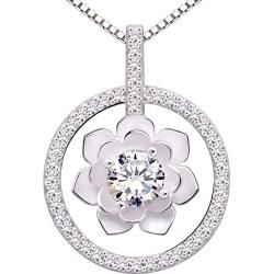 ALOV Jewelry Sterling Silver Pure Love Cubic Zirconia Pendant Necklace