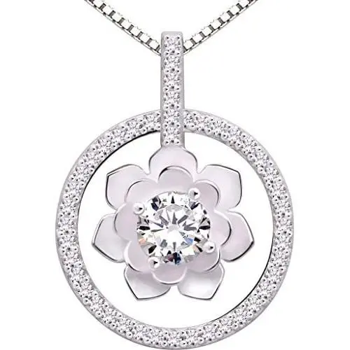 ALOV Jewelry Sterling Silver Pure Love Cubic Zirconia Pendant Necklace ALOV Jewelry Sterling Silver Pure Love Cubic Zirconia Pendant Necklace