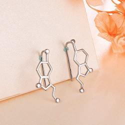 JZMSJF Serotonin Climber Earring 925 Sterling Silver Molecule Earrings Neurotransmitter Chemistry Science Jewelry for Women Girls Teens