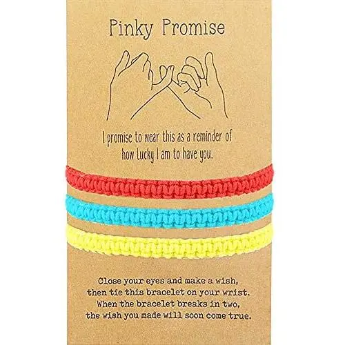 VU100 Waterproof BFF Bracelets for 2/3 Best Friend Long Distance Matching Friendship Pinky Promise Relationship String Wish Bracelets/Anklets Jewelry Gifts for Bestie Sister Red Blue Yellow