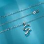 EUDORA Sterling Silver Necklace 26 Letters Alphabet Personalized Charm Pendant with 18inch O-Ring Chain