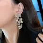 fxmimior Fashion Women Asymmetry Silver Full Rhinestones Pearls Butterfly Earrings Ring Loop Long Chain Drop Dangle Earrings Jewelry for Women fxmimior Fashion Women Asymmetry Silver Full Rhinestones Pearls Butterfly Earrings Ring Loop Long Chain Drop Dangle Earrings Jewelry for Women