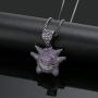 KMASAL Jewelry Unisex Exquisite Bubble Pendant Hip Hop Iced Out Rhinestone Crystal Necklace 18K Gold Plated with 24” Stainless Rope Chain for Men Women