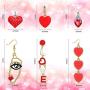 6 Pairs Valentines Day Colorful Love Earrings Red Interlocking Heart Dangle Earrings Set Birthstone Jewelry Heart Human Face Dangle Earring for Women Girls