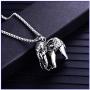 Fusamk Punk Titanium Steel Animal Elephant Pendant Necklace,24'' Box Chain