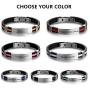Personalized Engraved Stainless Steel Rubber Bracelet for Men Women Kids DIY Custom Name Date ID Bracelet