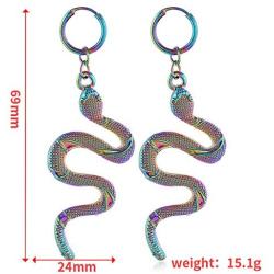 Creative Retro Color Snake Hoop Earrings for Women Colorful Snake Drop Dangle Enamel Earrings for Girls