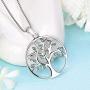 YL Tree Necklace 925 Sterling Silver Tree of Life Pendant Gemstone White/Rose Gold Plated Jewelry