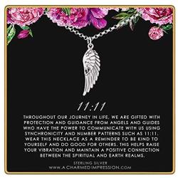 A Charmed Impression 11 11 Large Angel Wing Pendant Necklace • Sterling Silver • 1111 Necklace • Make a Wish Necklace • Numerology Ascension • Law of Attraction • Lightworker Jewelry Gift