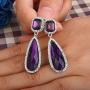 BriLove Womens Wedding Bridal Crystal Asscher Cut Elongated Faceted Teardrop Infinity Figure 8 Dangle Earrings